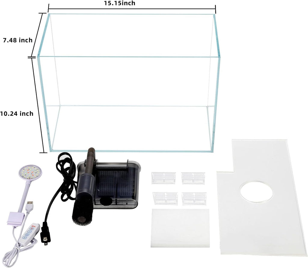 5 Gallon Glass Small Fish Tank with Filter Light and Lid, Betta Aquarium Starter Kits