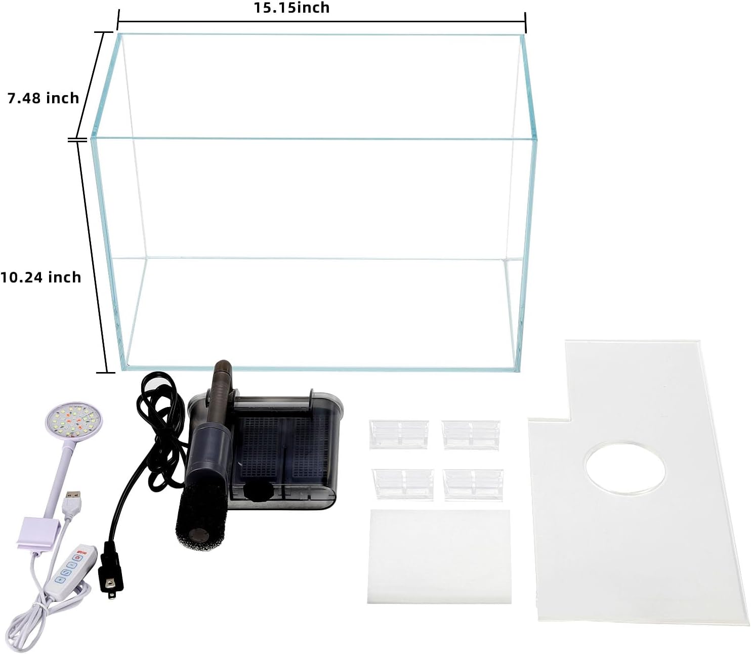 5 Gallon Glass Small Fish Tank with Filter Light and Lid, Betta Aquarium Starter Kits