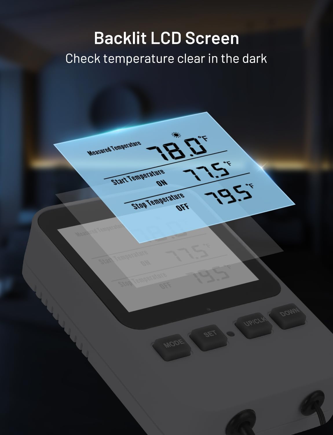 INKBIRDPLUS Plug in Thermostat, Separate Thermostat Outlet for Heater with 8.8 Ft Power Cord, for Reptile Greenhouse Homebrew Aquarium Seedling Mat, Heating or Cooling Mode Thermometer Controller