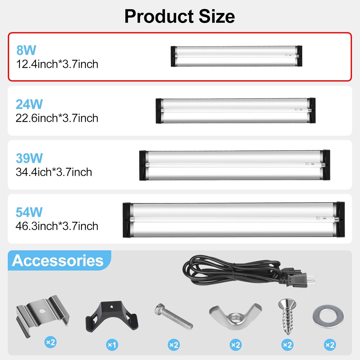 LUCKY HERP 8W T5 UVB Reptile Light Fixture Combo Kit(New Upgrade), 10.0 UVB Light for Reptiles and Amphibians, UVA UVB Basking Light Desert Lamp for Lizard, Bearded Dragon, Tortoise 12inch