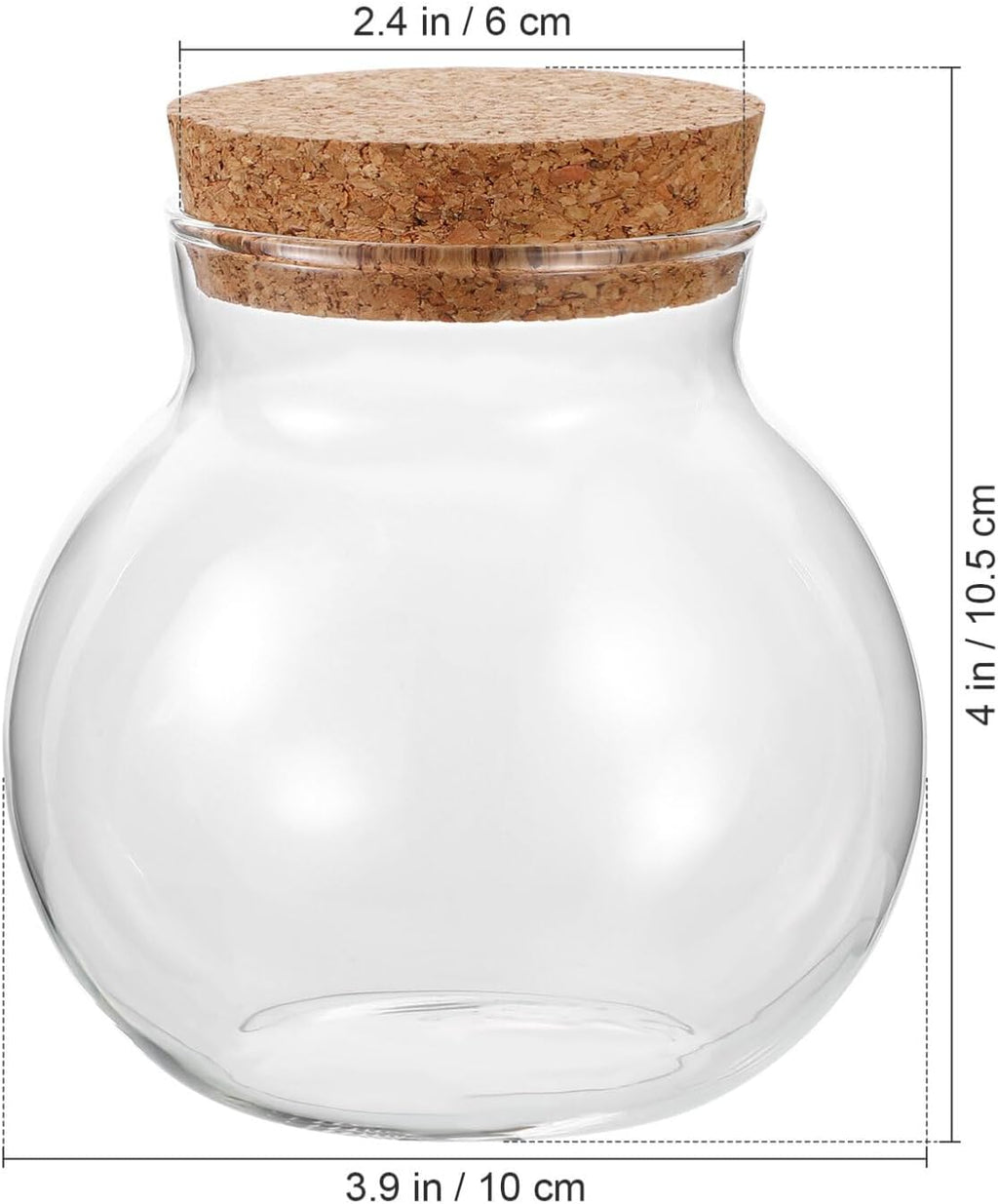 2pcs Round Glass Jar Terrarium Container Ball Succulent Plant Terrarium Buds Vases Easter Candy Jar Message Wishes Bottle with Cork Lid for Plant 10x11cm