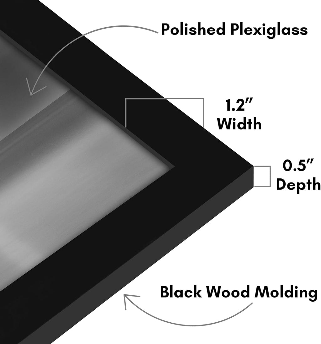 Americanflat 13x30 Picture Frame with Polished Plexiglass - Black Picture Frame - Wide Photo Frames Made of Engineered Wood for Vertical or Horizontal Wall Display - Epic Collection - Black
