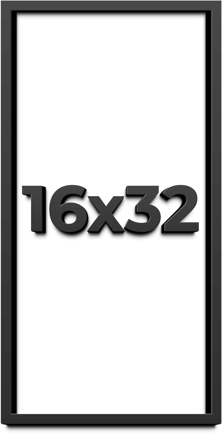 16x32 Shadow Box Frame Black | 1 Inch Deep Solid Wood Shadowbox Display Frame | UV Resistant Acrylic Plexiglass, Acid Free Backing, and Hanging Hardware | Dugan Picture Frame Style