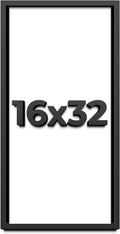 16x32 Shadow Box Frame Black | 1 Inch Deep Solid Wood Shadowbox Display Frame | UV Resistant Acrylic Plexiglass, Acid Free Backing, and Hanging Hardware | Dugan Picture Frame Style