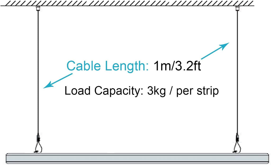 8 Pack 3.2 ft Ceiling Light Suspension Cables Kit, Adjustable Length Steel for Hexagon Garage Light, LED Panel, Aquarium Lights