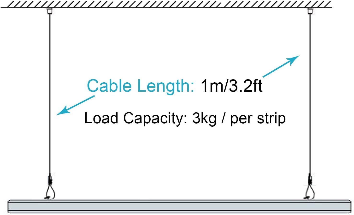8 Pack 3.2 ft Ceiling Light Suspension Cables Kit, Adjustable Length Steel for Hexagon Garage Light, LED Panel, Aquarium Lights
