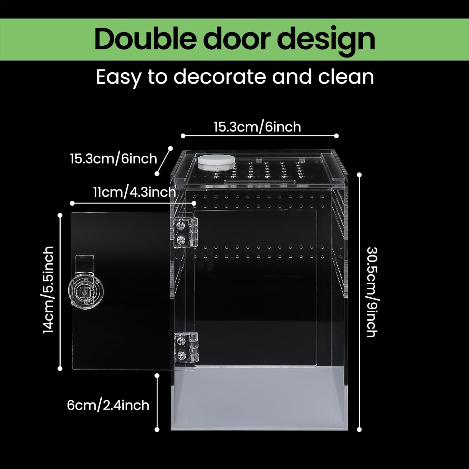 Front Opening Terrarium Jumping Spider Enclosure,Tall Arboreal Tarantula Enclosure Terrarium with Cross Ventilation,Waterproof Acrylic Reptile Enclosure
