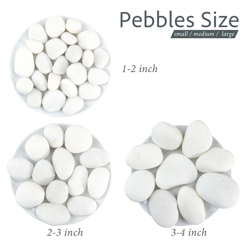 Large River Rocks for Landscaping, 40lbs Aquarium Rocks, 3-4 Inch White Pebbles for Indoor Plants, Natural Stones for Garden Paving Plant Rocks Crafting Walkways