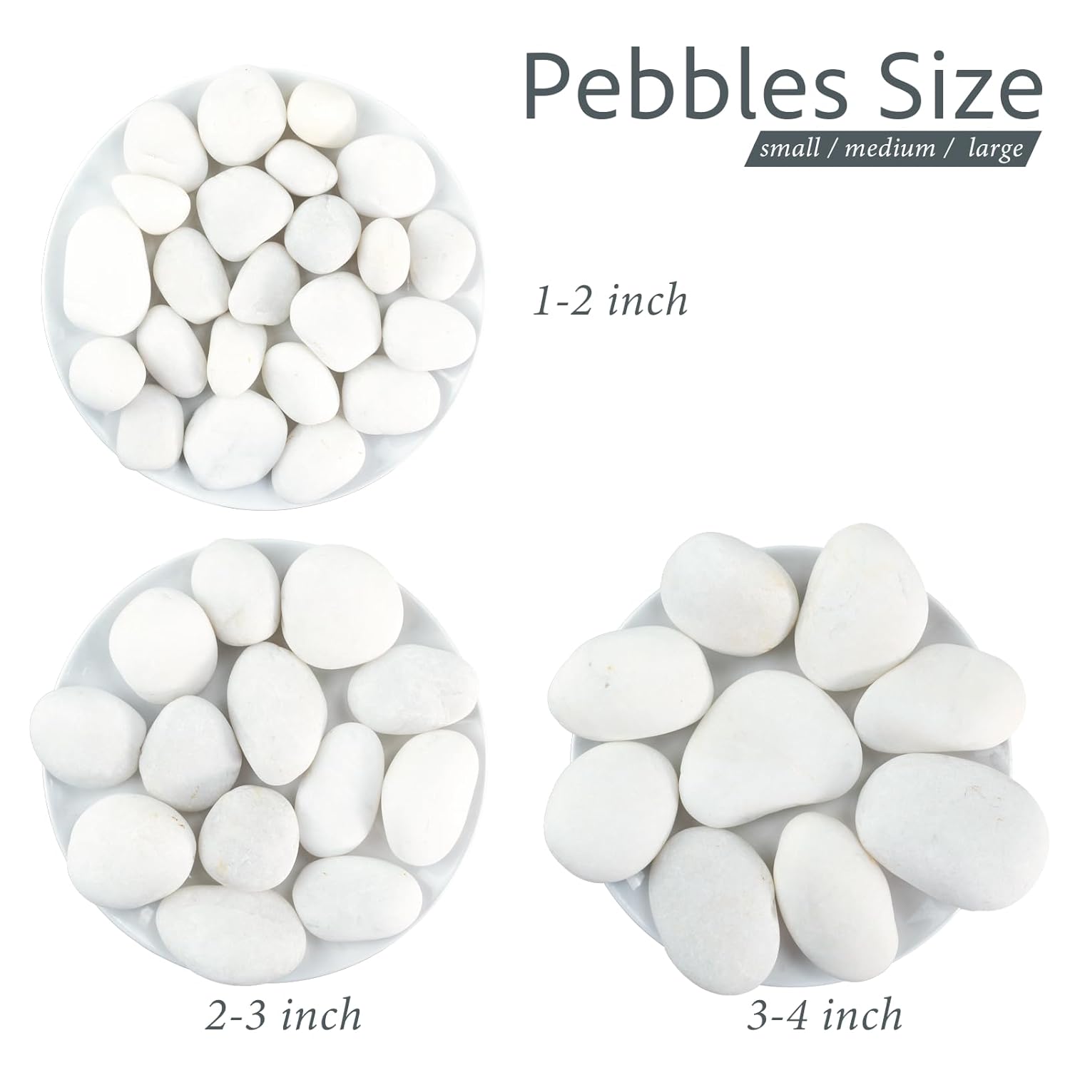 River Rocks for Landscaping, 40lbs Aquarium Rocks, 2-3 Inch White Pebbles for Indoor Plants, Natural Stones for Garden Paving Plant Rocks Crafting Walkways