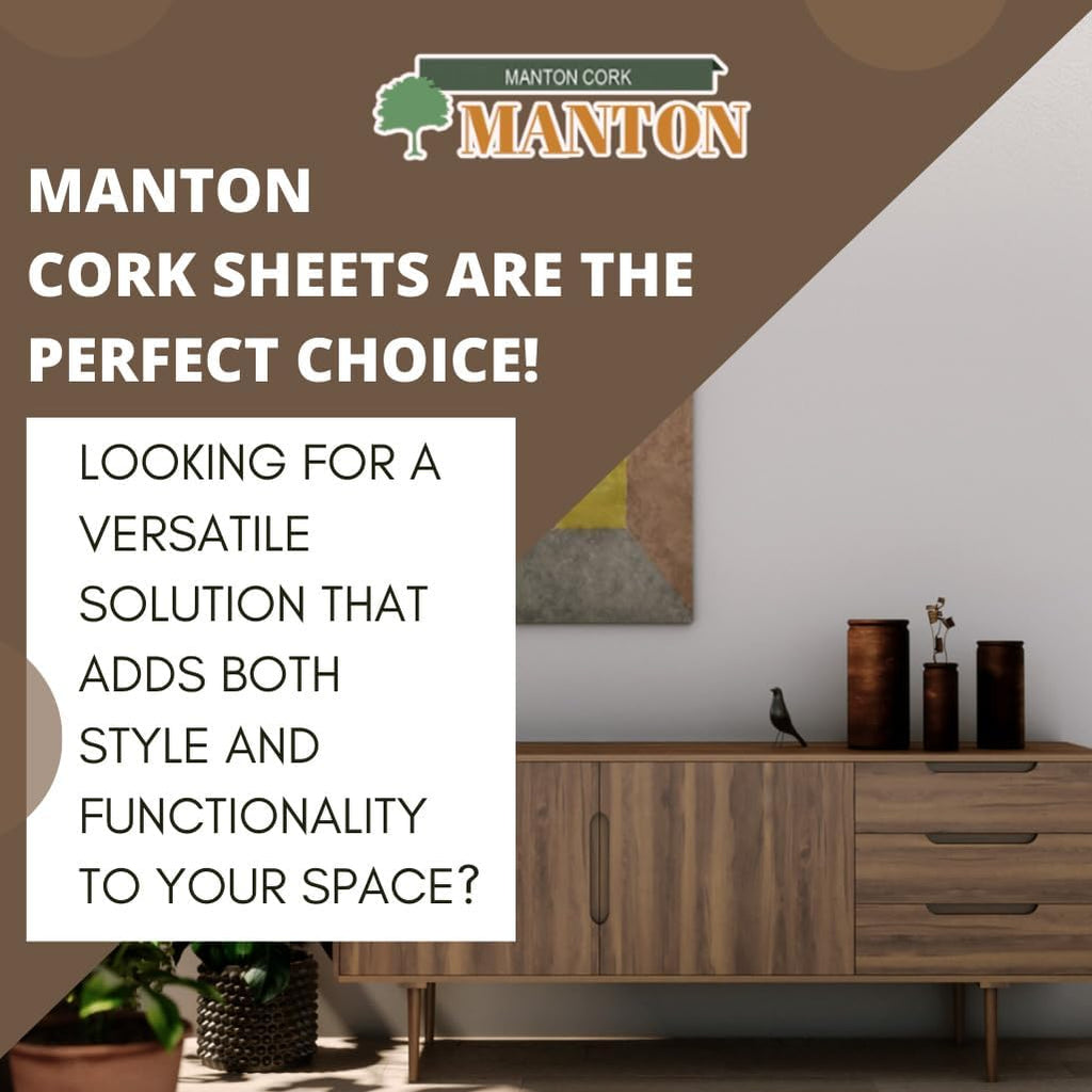 Manton Cork Standard Grade Cork Sheet - 4' x 8' x 1/2", 100% Natural Material for Bulletin Boards, Decorative Photo and Message Push Pin Displays - Perfect for Home, School, and Office