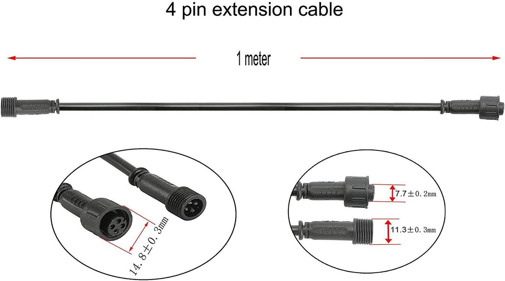 Sumaote 3.28ft 1m 4Pin Extension Cable Wire with Male and Female Connectors at Both Ends for RGB & RGB Multi-Color LED Deck Lights, Pack of 5