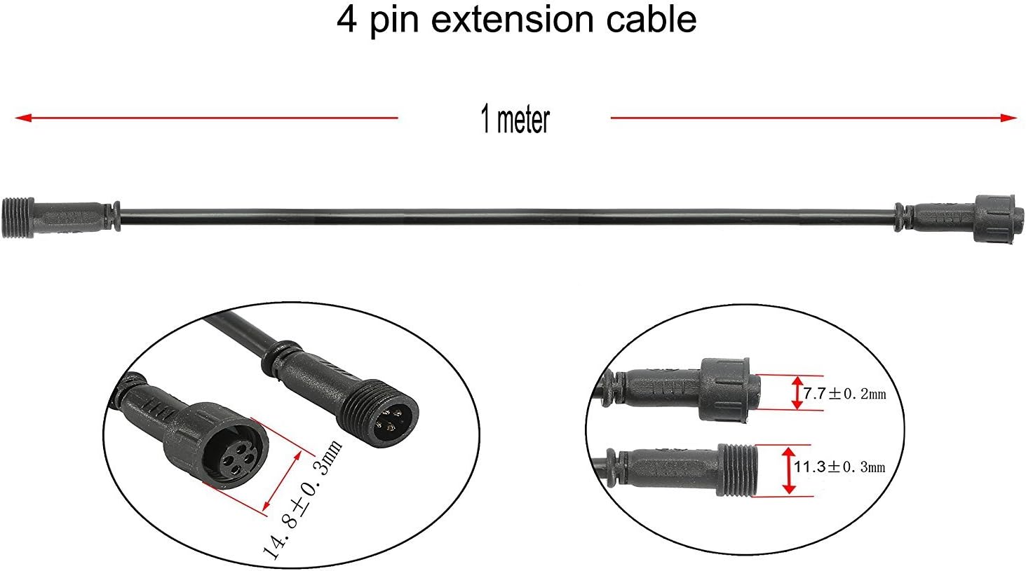 Sumaote 3.28ft 1m 4Pin Extension Cable Wire with Male and Female Connectors at Both Ends for RGB & RGB Multi-Color LED Deck Lights, Pack of 5