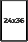 24x36 Shadow Box Frame Black | 1 Inch Deep Solid Wood Shadowbox Display Frame | UV Resistant Acrylic Plexiglass, Acid Free Backing, and Hanging Hardware | Dugan Picture Frame Style