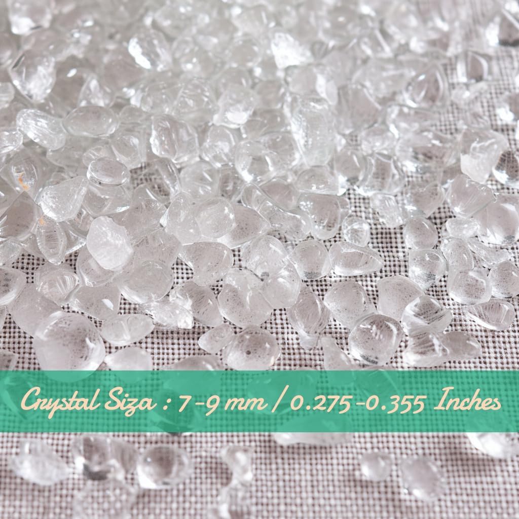 Polished Clear Quartz Crystal Chips 200 Pcs - 0.3", Tumbled Stone Chips Crushed Sea Glass Stones Healing Reiki Crystal Making Home Decoration