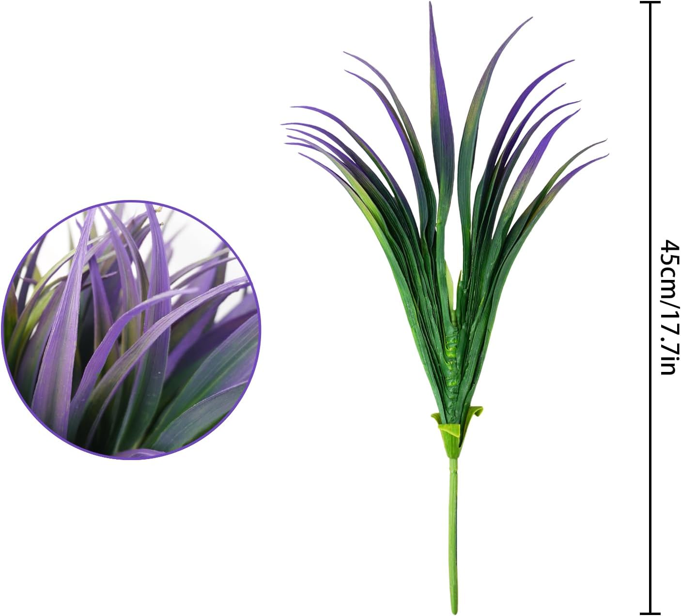 24Pcs Artificial Grass Plant Fake Outdoor Plastic Plants UV Resistant Faux Grasses Greenery Shrubs for Window Box Garden Patio Porch Home Decor Light Purple