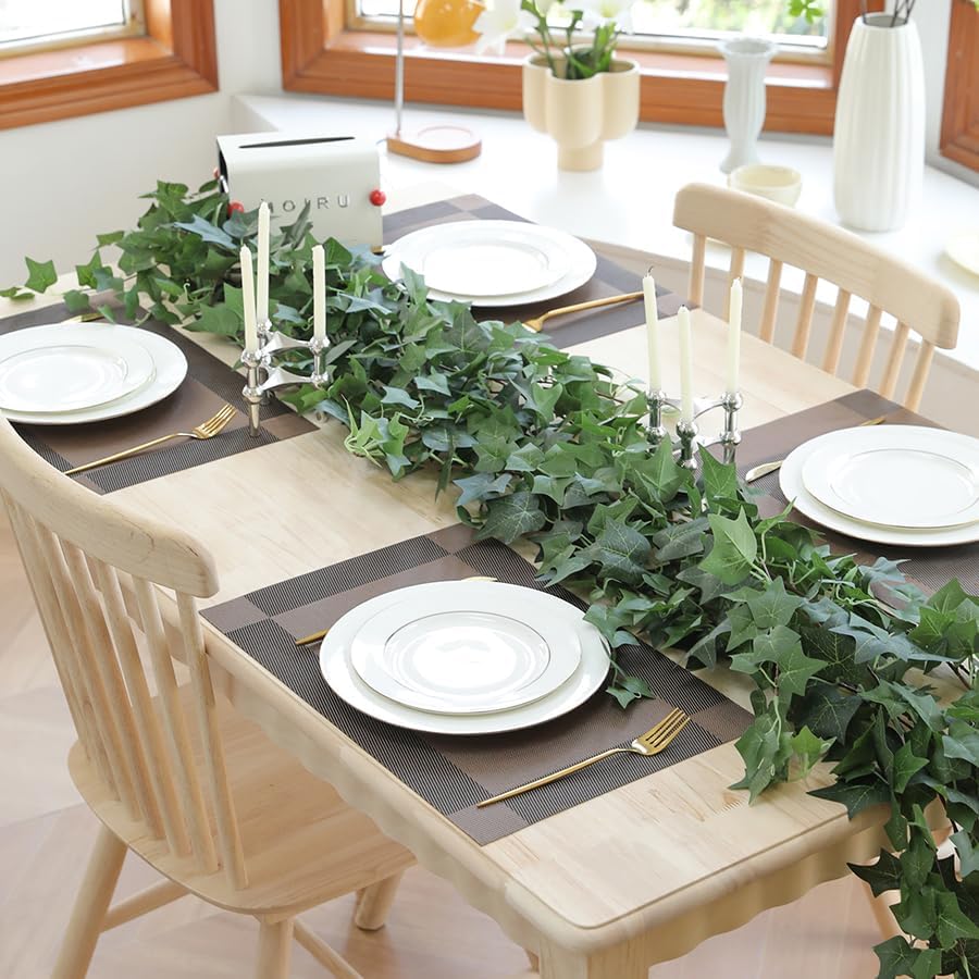 ucky Green Ivy Vines 71 Inch 4 Pcs Artificial Plant Silk Fake for Wall Hanging Decor Greenery Ceiling Decor Home Decor Outdoor Decor Wedding Decoration Vines Aesthetic Room Decor （Green）