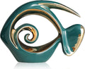 Green Gold Ceramic Fish Figurines - Coastal Home Decor, Modern Ocean Centerpieces for Living Room, Dining Area, Bathroom, Office, Coffee Table, Beach House, Nautical, Seaside, Entrance, Shelf Display