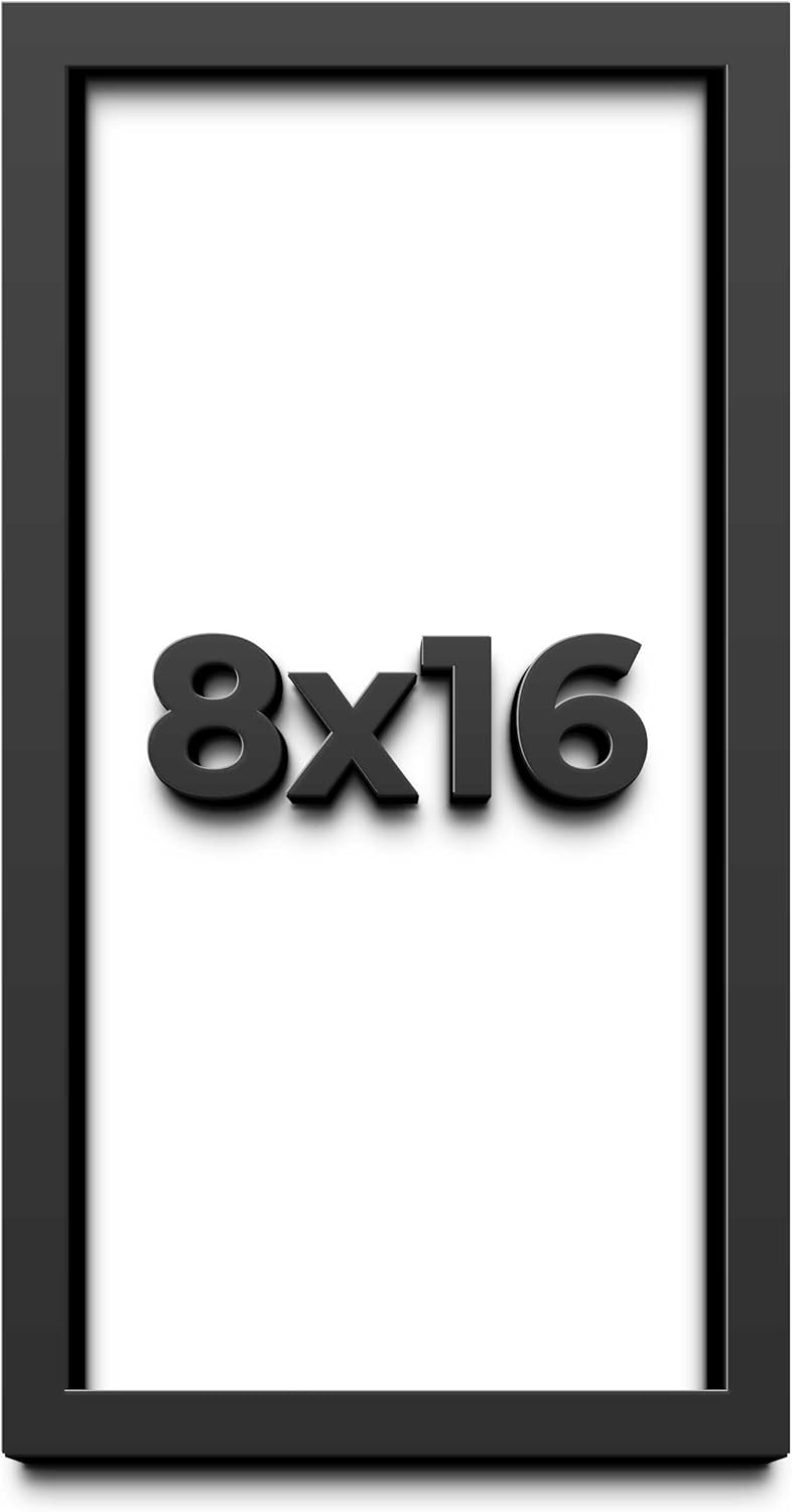 8x16 Shadow Box Frame Black | 1 Inch Deep Solid Wood Shadowbox Display Frame | UV Resistant Acrylic Plexiglass, Acid Free Backing, and Hanging Hardware | Dugan Picture Frame Style