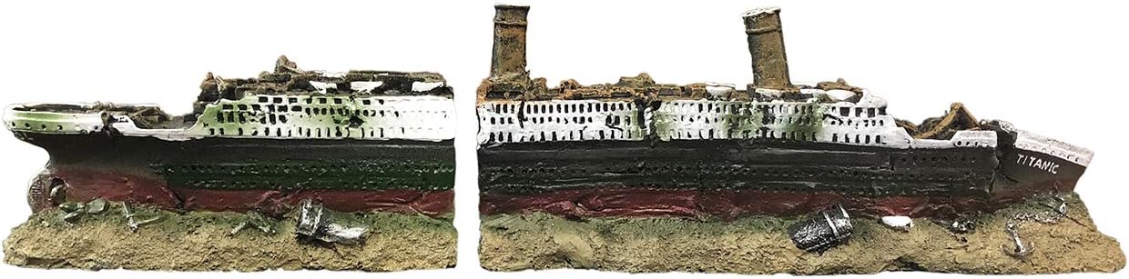 SLOCME Aquarium Titanic Shipwreck Decorations - Resin Material Ship Decorations，Fish Tank Sunken Ship Ornament Aquarium Environment Friendly Decorations