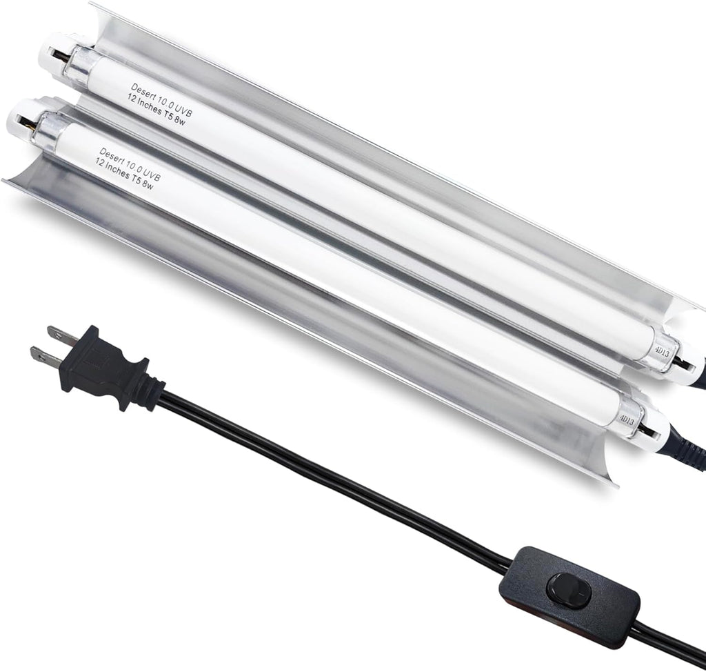 T5 Reptile Light Fixture Combo Kit 16 Watts, 12 Inches UVB Light 2x8 Watt, T5 10.0 UVB Reptile Light Fixture, Desert Reptile Light for Lizard, Bearded Dragon, Tortoise
