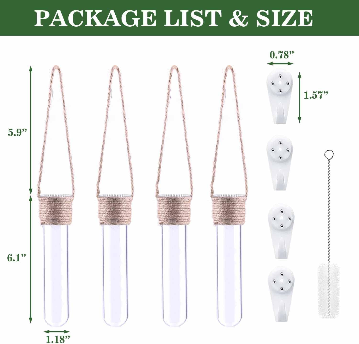 ARTORA Plant Propagation Hanging Glass Planter Terrarium Wall Mounted Decorative Flower Vase Hydroponic Plant Cultivation Test Tube for Home Office Decor (4PCS)