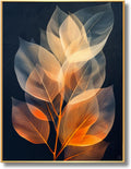 Botanical Leaf Canvas Wall Art, Modern Nature-Inspired Decor for Living Room, Bedroom, Office Ready to Hang (Serene Hues, 20"Wx27"H/52x70cm, Black Frame)