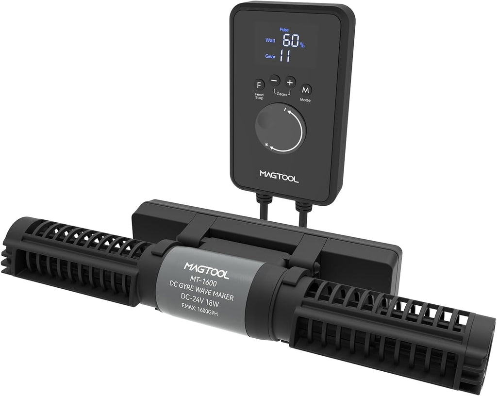 MagTool Wave Maker for Aquarium, Gyre Wavemaker, 1600-4200GPH Adjustable Cross Flow Wave Maker with Sine Wave Tech (MT-1600)