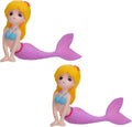 2Pcs Pink Mermaid Figurine Aquarium Ornament, Plastic Fish Tank Decor, Mini Micro Landscape Accessory for Terrariums and Fairy Gardens