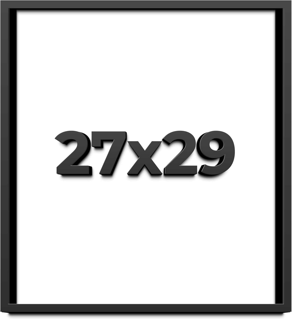 27x29 Shadow Box Frame Black | 1 Inch Deep Solid Wood Shadowbox Display Frame | UV Resistant Acrylic Plexiglass, Acid Free Backing, and Hanging Hardware | Dugan Picture Frame Style