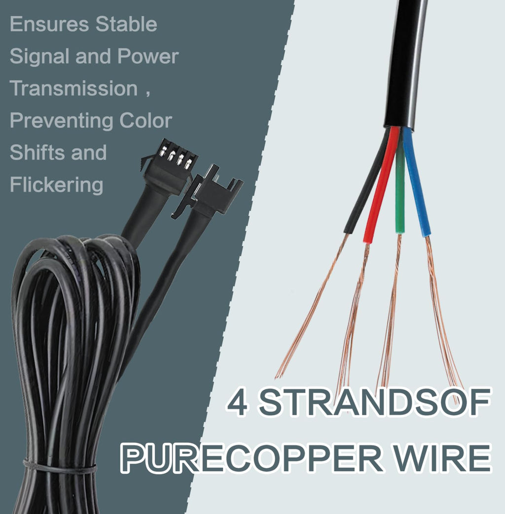8 Pcs 4 Pin 60 inch LED Rock Light Extension Cable, Rock Light Extension Wire 4 Pin RGB Connector with High-Purity Copper & PVC Insulation for Motorcycle, ATV, Car,Trucks, RV & Neon Strip
