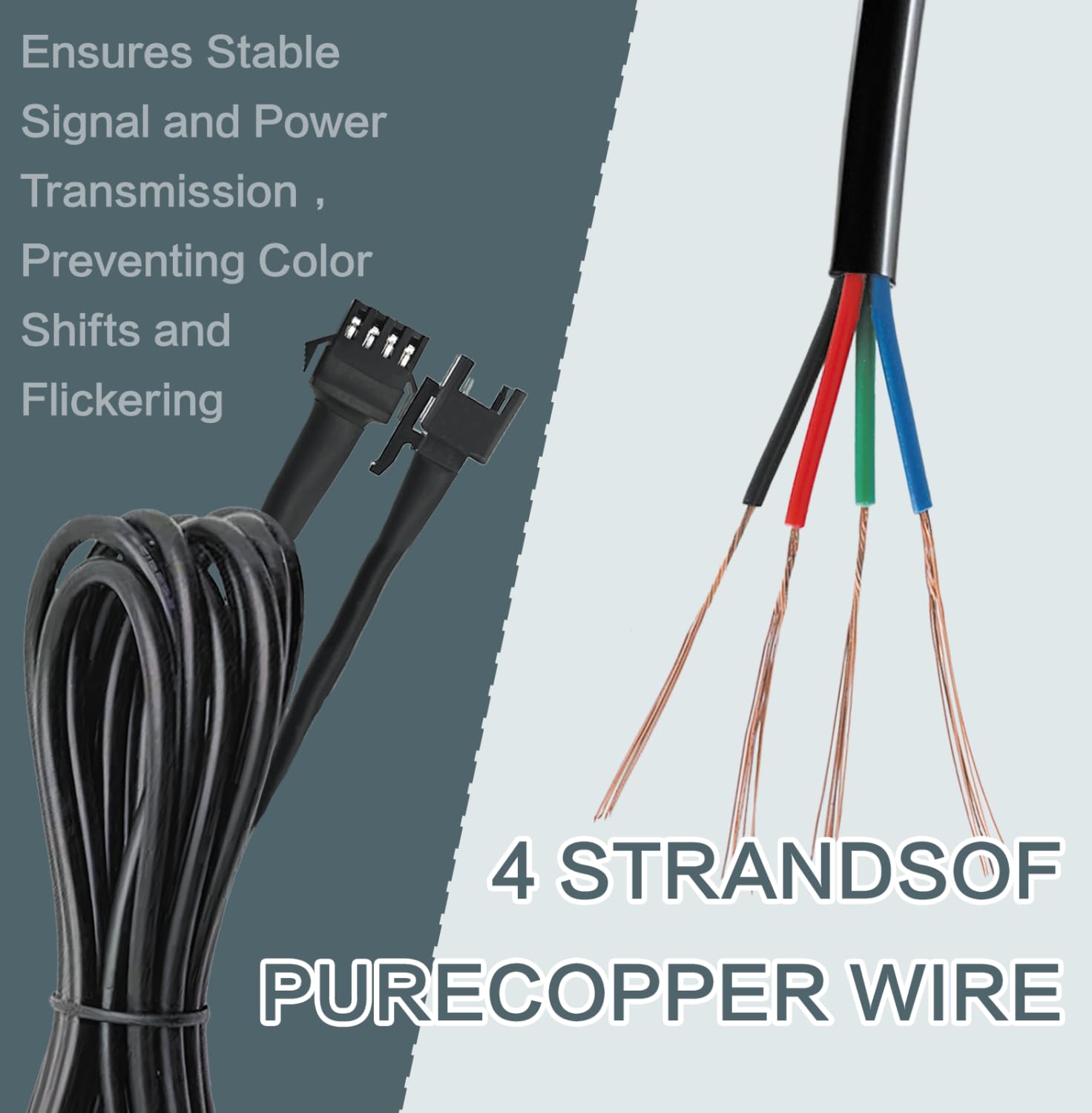 8 Pcs 4 Pin 60 inch LED Rock Light Extension Cable, Rock Light Extension Wire 4 Pin RGB Connector with High-Purity Copper & PVC Insulation for Motorcycle, ATV, Car,Trucks, RV & Neon Strip