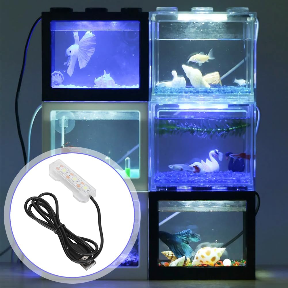 Small Aquarium Light, USB Fish Tank Light Water Plant Light Bar Desktop Mini Decoration LED Lamp for Office Desk Planted Freshwater Saltwater Betta Micro Landscape Daily Lighting Cold White
