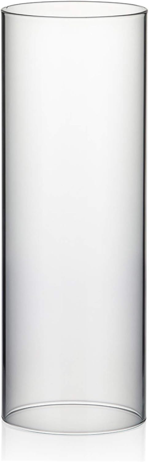 WGVI Hurricane Candle Holder Sleeve, Wide 3.5", Height 10", Clear Glass Cylinder Candleholder, Chimney Tube, Open Ended Candle Shade, 1 Piece
