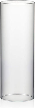 WGVI Hurricane Candle Holder Sleeve, Wide 3.5", Height 10", Clear Glass Cylinder Candleholder, Chimney Tube, Open Ended Candle Shade, 1 Piece