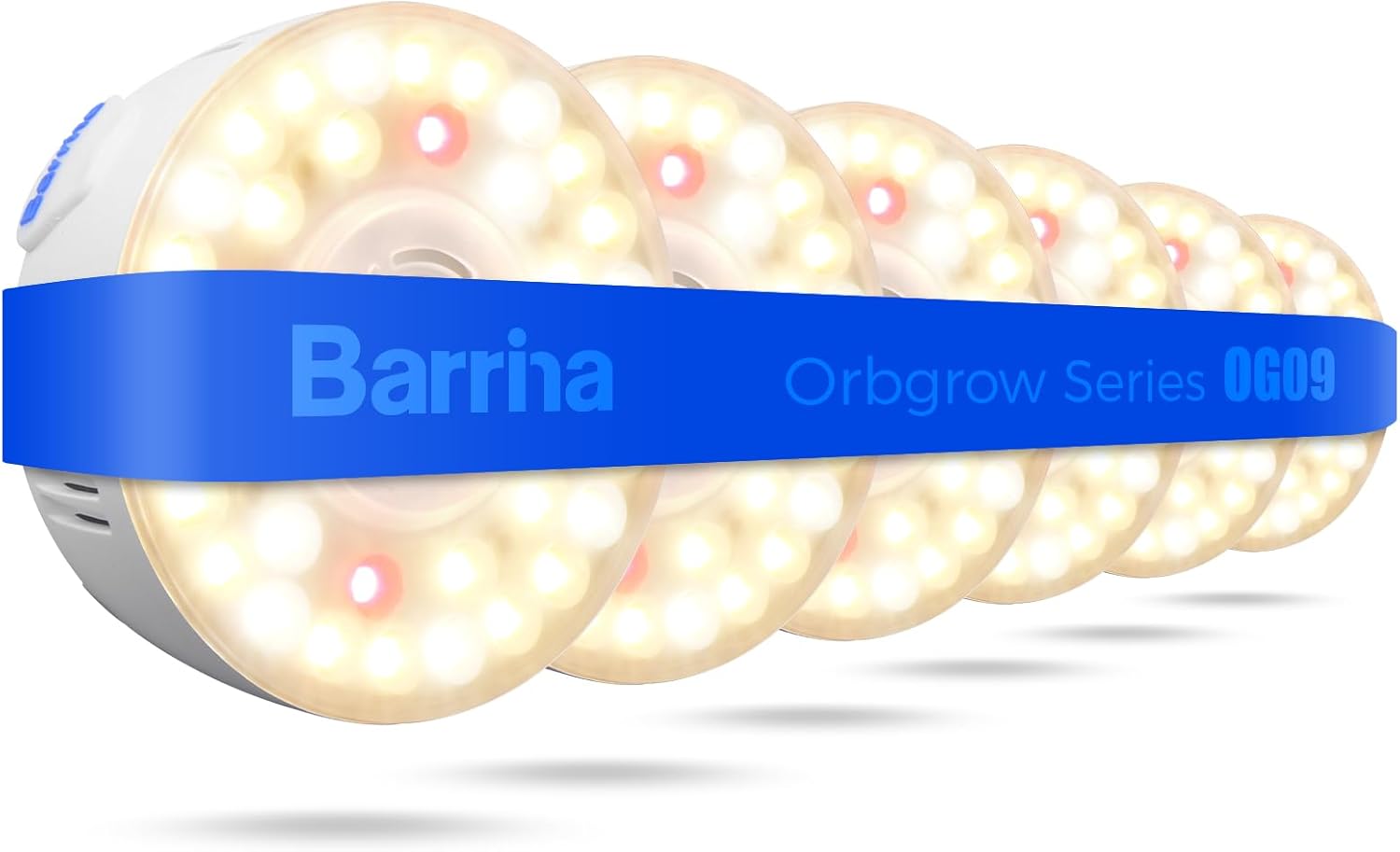 Barrina Orbgrow OG09 Puck LED Grow Light with 660nm Red LEDs, 54W(6 x 9W, 810 Watt Equiv), Plant Lights for Indoor Plants Full Spectrum, Magnetic & Linkable, Small Grow lamp for Plant Shelf, 6 Packs