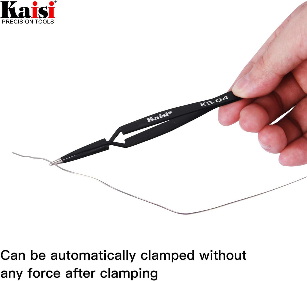 Precision Tweezers Set, Kaisi 10 PCS ESD Tweezer Set, Anti-Static Stainless Steel Tweezers Kit Curved Tweezers for Craft, Jewelry, Electronics, Laboratory Work