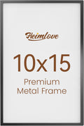 Heimlove 10x15 Metal Picture Frame,Black Aluminum Photo Frames-Real Tempered Glass,Wall Gallery Poster Puzzles Artwork frame Mounting Horizontally or Vertically Decor for Wall-1Pack