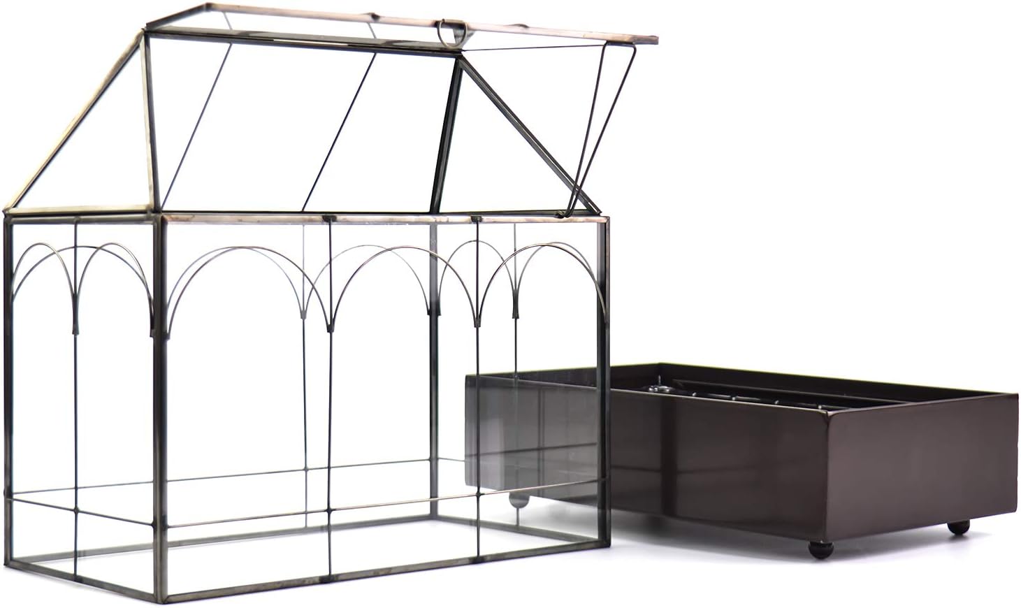 Large Tall Glass Plant Terrarium – House Succulent Terrarium Kit with Lip and Tray Glass Greenhouse Terrarium for Plant 9.5”X5.7”X11.4”
