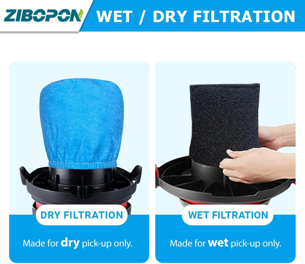 8 Pack VRC2 Cloth Filters & 2 Pcs VFF21 Foam Filter Kit Compatible with Vacmaster 1.5 to 3.2 Gallon Wet/Dry Vac, Fit for Armor All 2.5 Gallon Shop Vacuum: AA255, AA255W