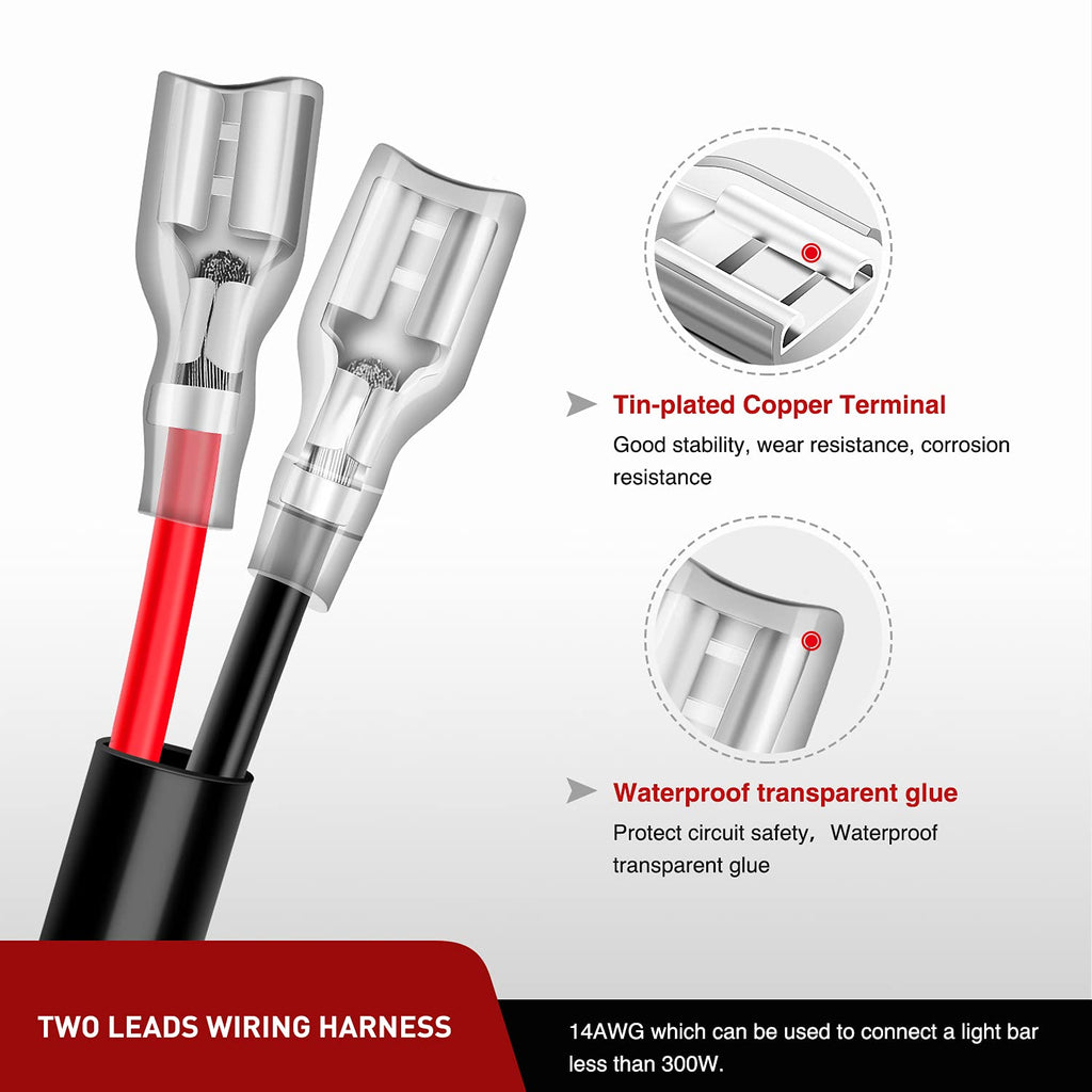 Nilight 16AWG 10Feet Wiring Harness Extension for 6Modes Amber White Light Bar Strobe Play and Plug 3-Wires, 2 Years Warranty, Black, 2PCS