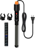 PULACO 300Watt Aquarium Heater for 40-50 Gallon Fish Tank, Adjustable Submersible Heater Thermostat with Thermometer Strip and Suction Cup