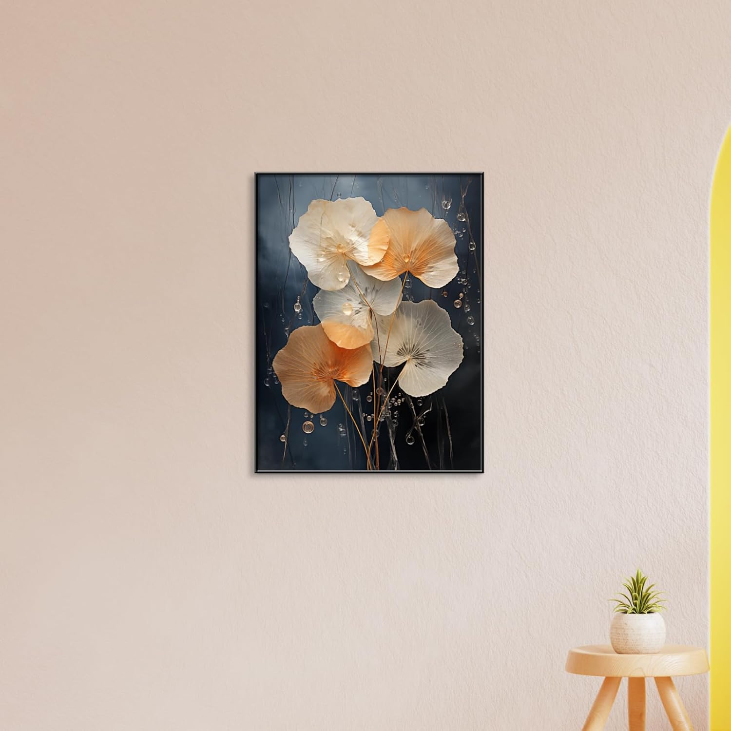 Botanical Leaf Canvas Wall Art, Modern Nature-Inspired Decor for Living Room, Bedroom, Office Ready to Hang (Gradient Glow, 17"Wx23"H/45x60cm, Black Frame)