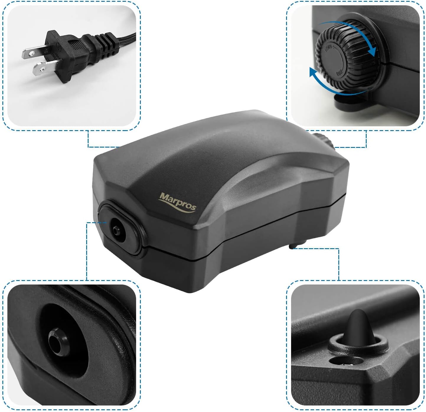 Aquarium Air Pump Single Outlet/Dual Outlet Adjustable Aerator with Accessories for 10-100 Gallon Fish Tank