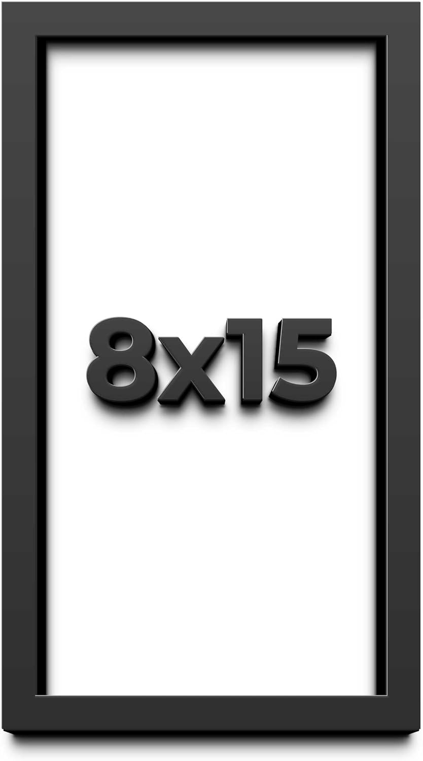 8x15 Shadow Box Frame Black | 1 Inch Deep Solid Wood Shadowbox Display Frame | UV Resistant Acrylic Plexiglass, Acid Free Backing, and Hanging Hardware | Dugan Picture Frame Style