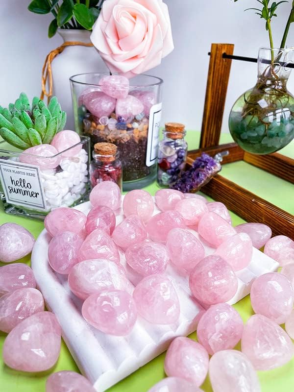 DUQGUHO Rose Quartz Healing Crystals Stones Set Natural Bulk Crystals Tumbled Polished Irregular Crystal Stones Bulk Rocks 0.45 lbs