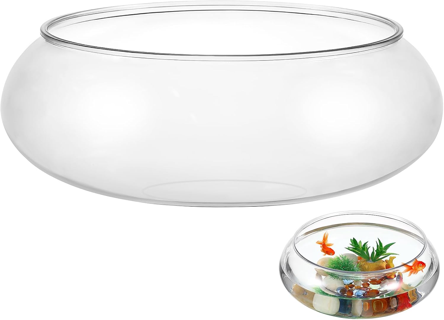Kisangel Transparent Landscape Fish Tank - 9.52 Inch Acrylic Betta Fish Tank for Small Fishes Durable and Stylish Aquarium for Home and Office Decoration