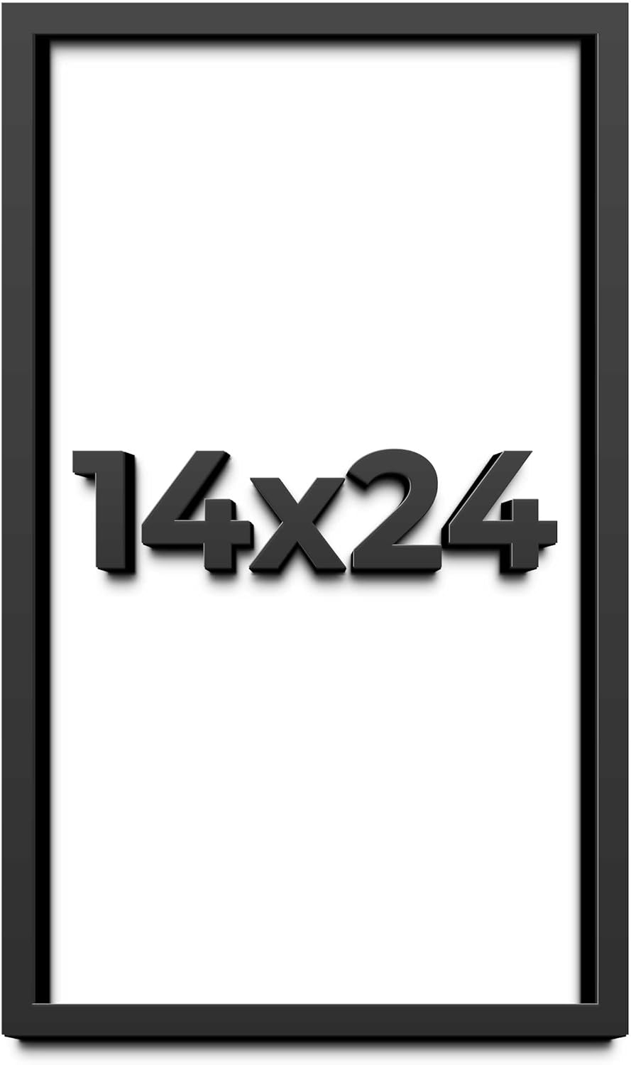 14x24 Shadow Box Frame Black | 1 Inch Deep Solid Wood Shadowbox Display Frame | UV Resistant Acrylic Plexiglass, Acid Free Backing, and Hanging Hardware | Dugan Picture Frame Style
