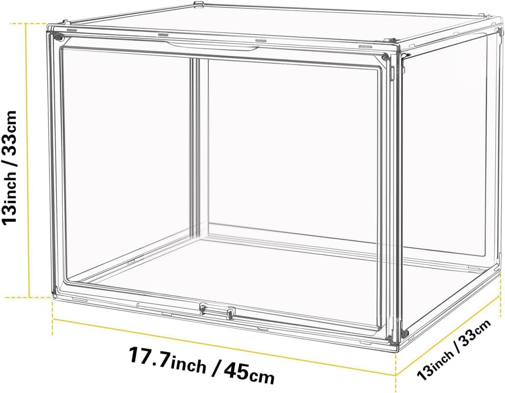 Clear Stackable Plastic Storage Bins with Lid, Dustproof Display Cases, Extra Large Figures Collectibles Showcase, Boot & Shoe Boxes, Helmet Protection Organizer (Clear-XL-3 Pack)