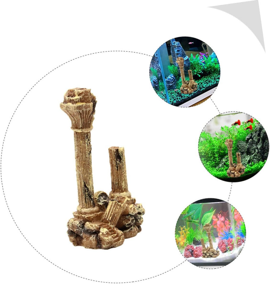 Vintage Roman Column Aquarium Decoration Resin Craft Fish Tank Landscape Ornament Compact Design for Small to Medium Aquariums Marble Pillar Decor Enhances Underwater Environment