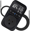 Digital Thermostat Outlet, Plug in Thermostat for Heater, Reptile & Greenhouse - 15A/1800W Temperature Controlled Plug with VA Display, Cyclic Timing/Countdown (-40°F~210°F) Black